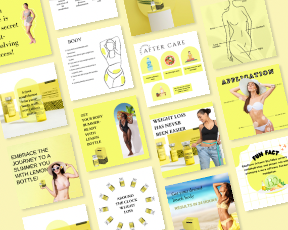 Lemon Bottle Social Media Templates | Fat Dissolving| Skin Booster Instagram Post | Lemon Bottle Instagram | Esthetician| Instagram template | Beauty