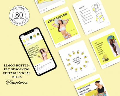 Lemon Bottle Social Media Templates | Fat Dissolving| Skin Booster Instagram Post | Lemon Bottle Instagram | Esthetician| Instagram template | Beauty