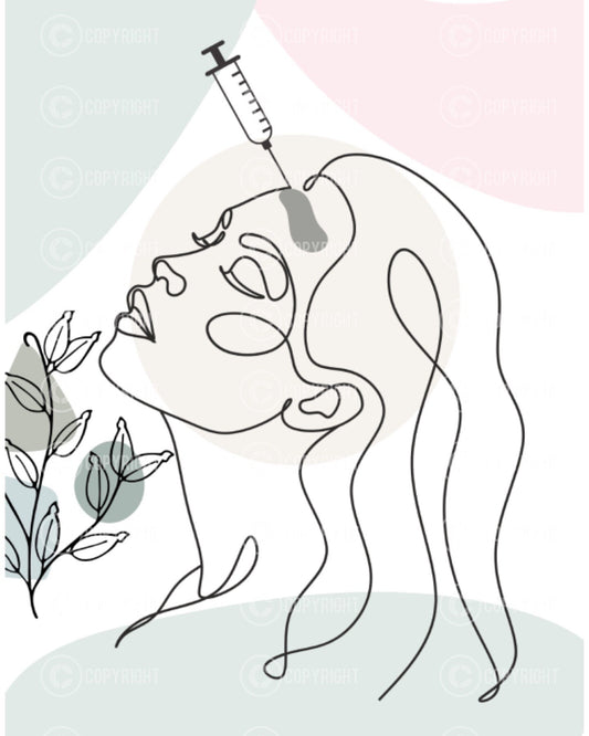 Line Art - Botox - Filler - Injector - Line Drawing Wall Decor - Medspa - Art Prints - Unframed - Digital Download - High-Res PNG File