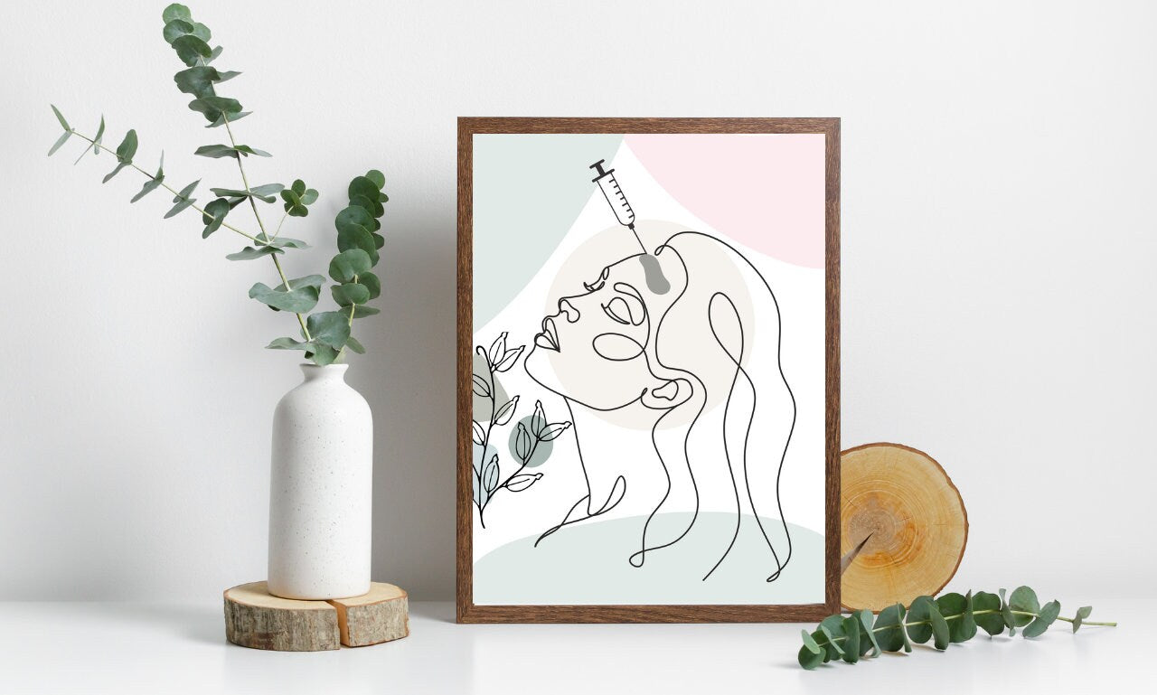 Line Art - Botox - Filler - Injector - Line Drawing Wall Decor - Medspa - Art Prints - Unframed - Digital Download - High-Res PNG File