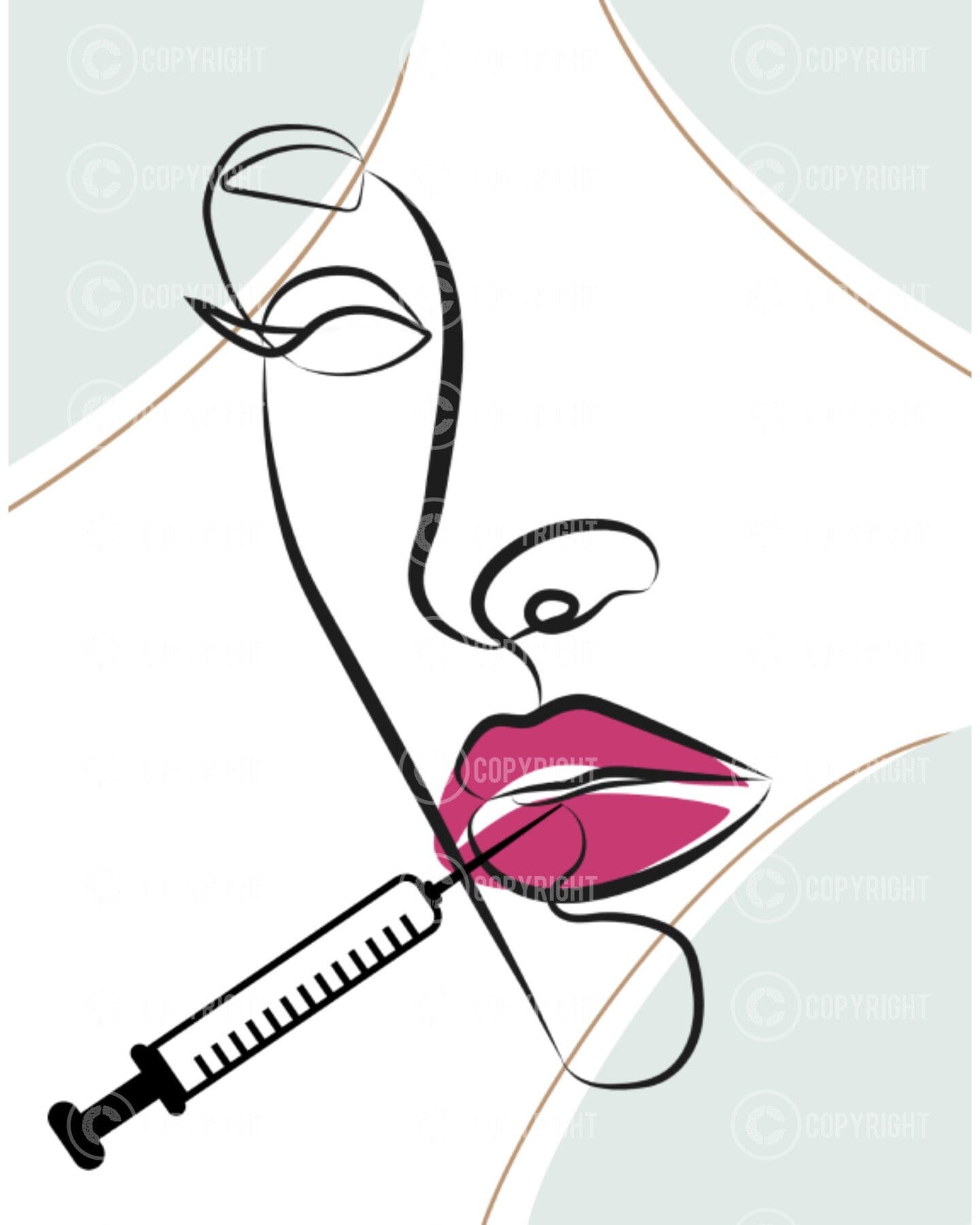 Line Art - Botox - Filler - Injector - Line Drawing Wall Decor - Lip Filler - Art Prints - Unframed - Digital Download - High-Res PNG File