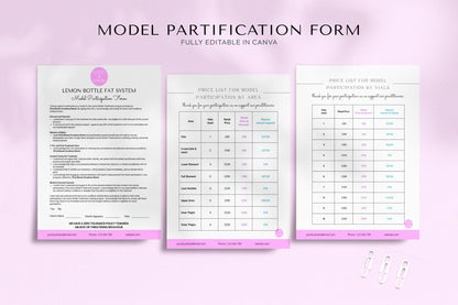 Editable Lemon Bottle Fat Dissolving System Model Release Forms, Customisable Client & Model Intake Forms, Informed Consent